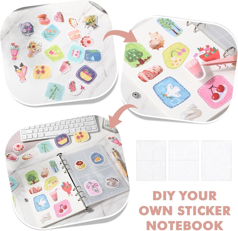 ForraFun 40 Sheets Blank Release Paper Binder Refills Double-sided Reusable Sticker Paper 20 Sheets A5 6 Ring Organizer Binder Refills with Spatula and Tweezers for A5 6 Ring Sticker Storage Organizer Book - Image 5